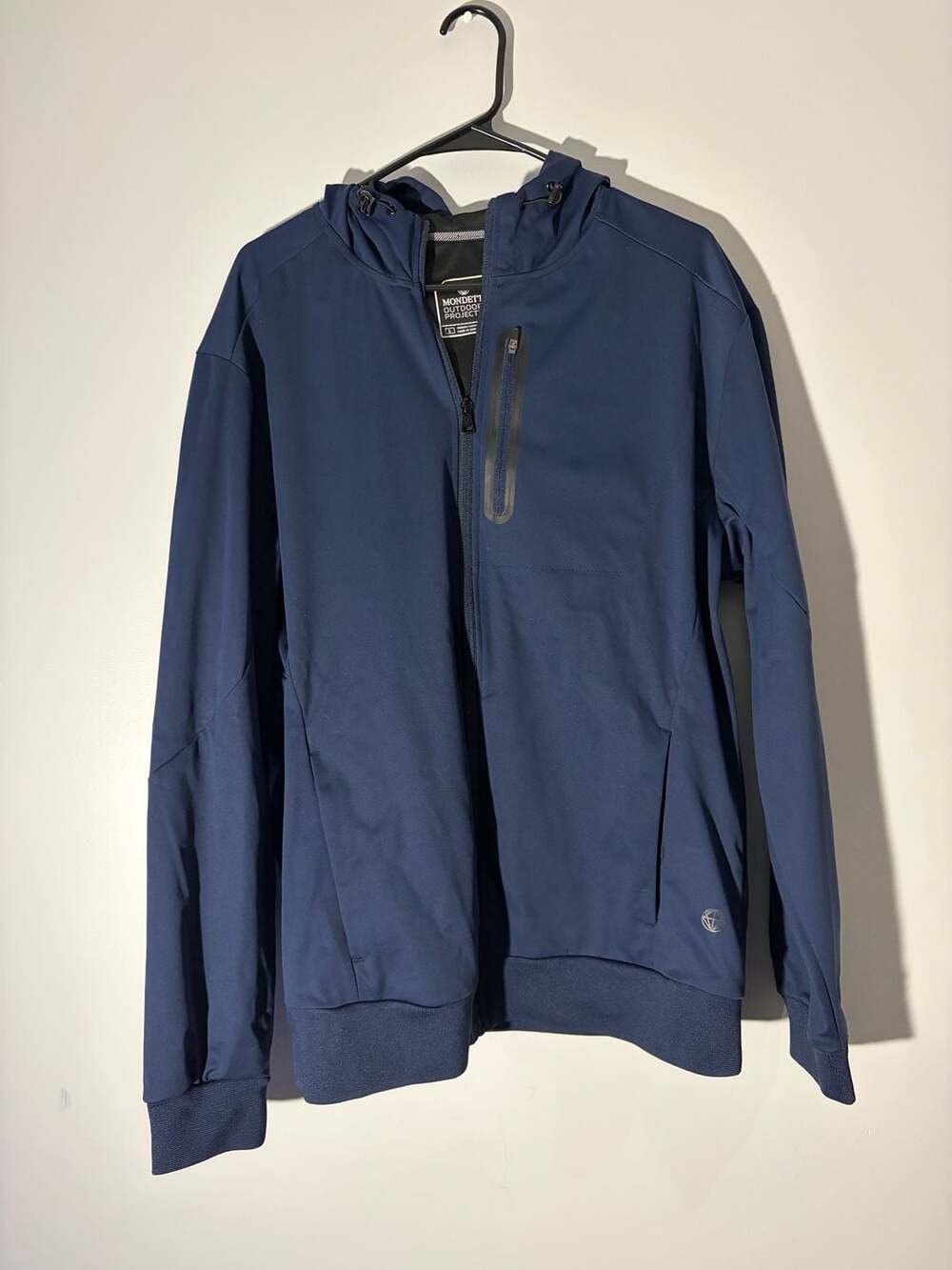 Mondetta Outdoor Project Men's Full Zip Hooded Active Jacket, Navy Blue, Size L